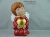 Wholesale Ceramic red glaze water christmas angel with heart