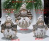 Wholesale bark effect pottery snowman figurine