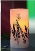Wholesale LED flameless wax candle with Relief leave sticker