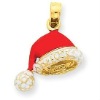 Wholesale 14k gold plated enameled santa hat pendant