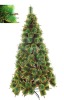 Out doors green pine needle artificial christmas tree with gold snow