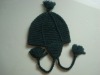 Wholesale Knitted Beanie Hat with pom-pom,eraflap&tassels