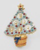 Wholesale Gold Tone / Blue Enamel / Red Rhinestone / Lead Compliant / Christmas Tree Brooch
