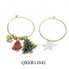 Wholesale Fashion gold christmas tree hoop earrings (QXER11842)