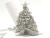 Wholesale White gold plating crystal christmas tree necklace