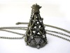 Wholesale Burnish metal crystal stud christmas tree pendant long chain necklace