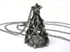 Wholesale Burnish metal crystal stud christmas tree pendant long chain necklace