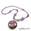 Wholesale Fashion pendant necklace with acryl and glass beads (QXNK11375)