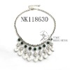 Wholesale New design fall&winter acrylic beaded necklaces with alloy pendant
