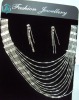 Wholesale beautiful lines silver copper alloy necklace set 2011 new design