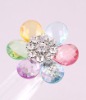 Wholesale Adjustable Stretch Acrylic Flower Ring With Rhinestone
