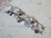 Wholesale Silver CCB and White Acrylic Bead Beaded Interchangeable Watch Bands With Carved CCB Alloy