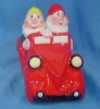 Ceramic red car with Santa couple for christmas gift