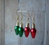 Wholesale Novelty red and green christmas bulb earrings