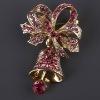 2011 fashion copper alloy crystal Rhinestone Christmas bell brooch gold&silver jewelry