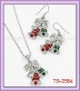 Wholesale TS-2584 Rhinestone Christmas jewelry set accented with jingel bell