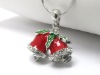 Wholesale White gold plating crystal and epoxy christmas bell pendant necklace