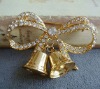 Wholesale Christmas Bell Rhinestone Brooch