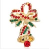Wholesale Cute Bowknot Christmas Bell Rhinestone Brooch