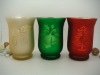 Wholesale hurricane silver plated glass candle holder with Xmas design color for christmas gifting manufacturer