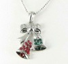 HSYN1872 New Design Sparkling Crystal Christmas Bell Necklace