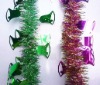 Wholesale house place decorative plastic Christmas PVC tinsels, bells tinsel garland