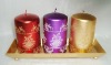 Wholesale christmas pillar candlen set with tray gift candle set