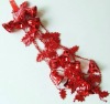 Wholesale plastic bead chain garland with bells and leaf, Christmas beaded chain garland craft gift item