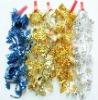 Wholesale plastic bead chain garland with bells and leaf, Christmas beaded chain garland craft gift item
