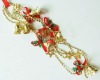 Wholesale christmas plastic beaded chain garland with gold bells,Christmas hanging decoration bead chain, Xmas ornament beaded chain