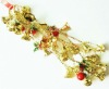 Wholesale christmas plastic beaded chain garland with gold bells,Christmas hanging decoration bead chain, Xmas ornament beaded chain