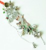 christmas plastic beaded chain garland with silver bells,Christmas hanging decoration bead chain, Xmas ornament beaded chain