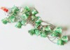 christmas plastic beads chain garland with green bells, Christmas hanging decoration bead chain, Xmas ornament beaded chain