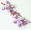 Wholesale christmas plastic beads chain garland with purple bells, Christmas hanging decoration bead chain, Xmas ornament beaded chain