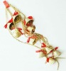 christmas plastic beaded chain garland with gold bells, Carnival bead chain garland, holiday party beaded chain garland