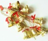 christmas plastic beaded chain garland with gold bells,Carnival bead chain garland, holiday party beaded chain garland