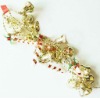 Wholesale christmas plastic beaded chain garland with gold bells, Carnival bead chain garland, holiday party beaded chain garland