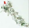 Wholesale christmas plastic beaded chain garland with silver bells, Carnival bead chain garland, holiday party beaded chain garland