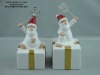 Wholesale Ceramic white glaze christmas santa claus name card holder