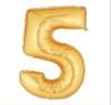 Wholesale Number 5 Shape Gold Foil Balloon, 100 pcs/lot, Free Shipping