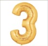 Wholesale Age 3 Foil Balloons, 100 pcs/lot, Free Shipping