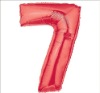 Wholesale Number 7 Metallic Red Foil Balloon, 100 pcs/lot, Free Shipping