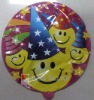 Wholesale DIA 18 cm circular smiling face auto inflatable foil balloon