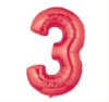 Wholesale Red Number 3 Balloon, 100 pcs/lot, Free Shipping
