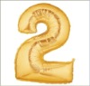 Wholesale Giant Gold Number 2 Helium Mylar Balloon, 100 pcs/lot, Free Shipping