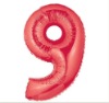 Wholesale Red Number 9 Balloon, 100 pcs/lot, Free Shipping