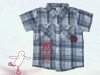 Wholesale fashion short sleeve plaid shirt for boys