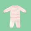 Wholesale baby girl light color striped clothing set for 1-2years
