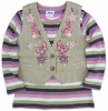 Wholesale Nova girl clothing vest and t shirt 2 piece set F268# Apricot