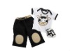 Wholesale HOT cotton children set clothes white shirt with black pants